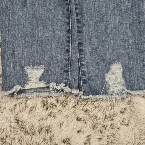 Madewell Sz 25 9" High Rise Skinny Distressed Raw Hem Light Wash Stretch Jeans - Picture 7 of 14